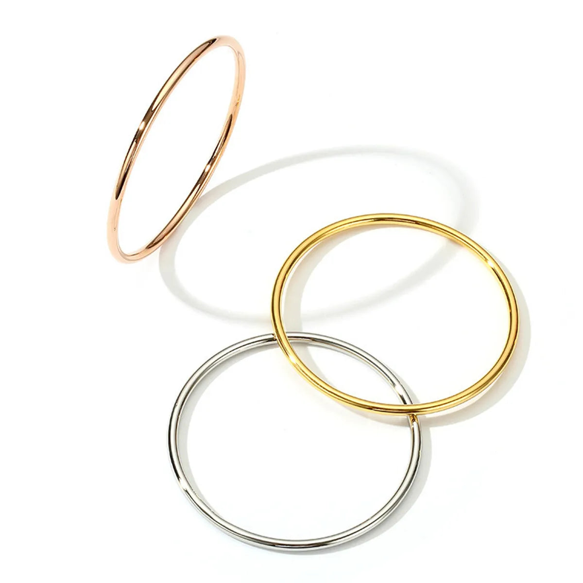 Simple Style Circle Titanium Steel Plating Bangle