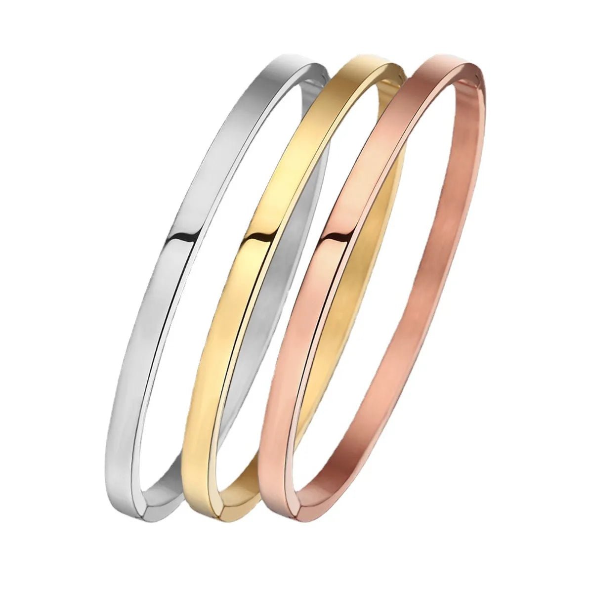 Simple Style Circle Titanium Steel Plating Bangle