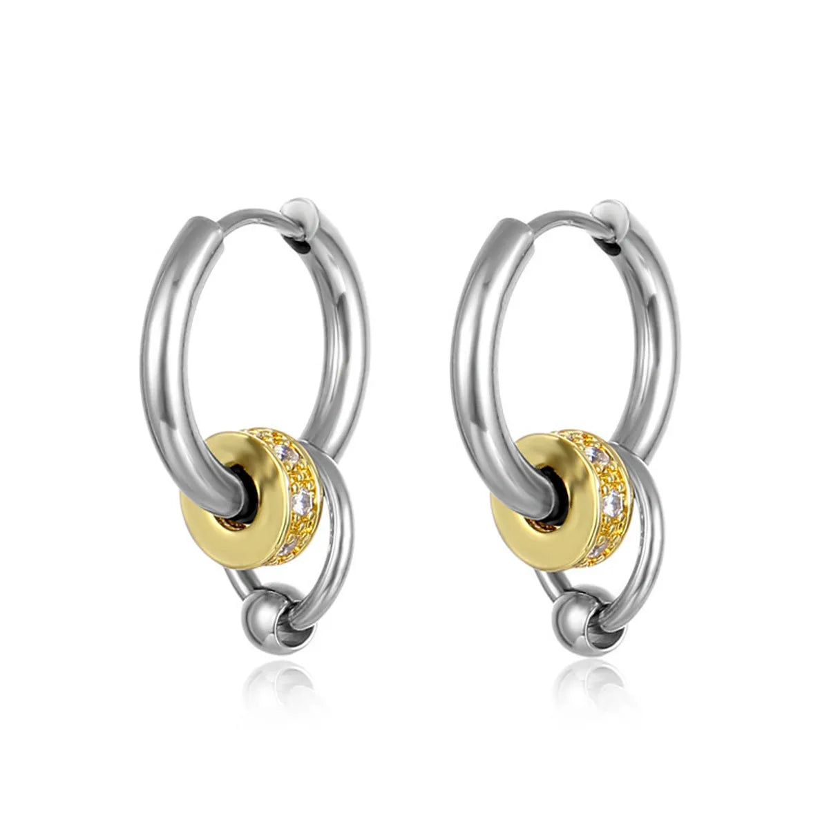 1 Piece Simple Style Circle Titanium Steel Plating Inlay Zircon Earrings