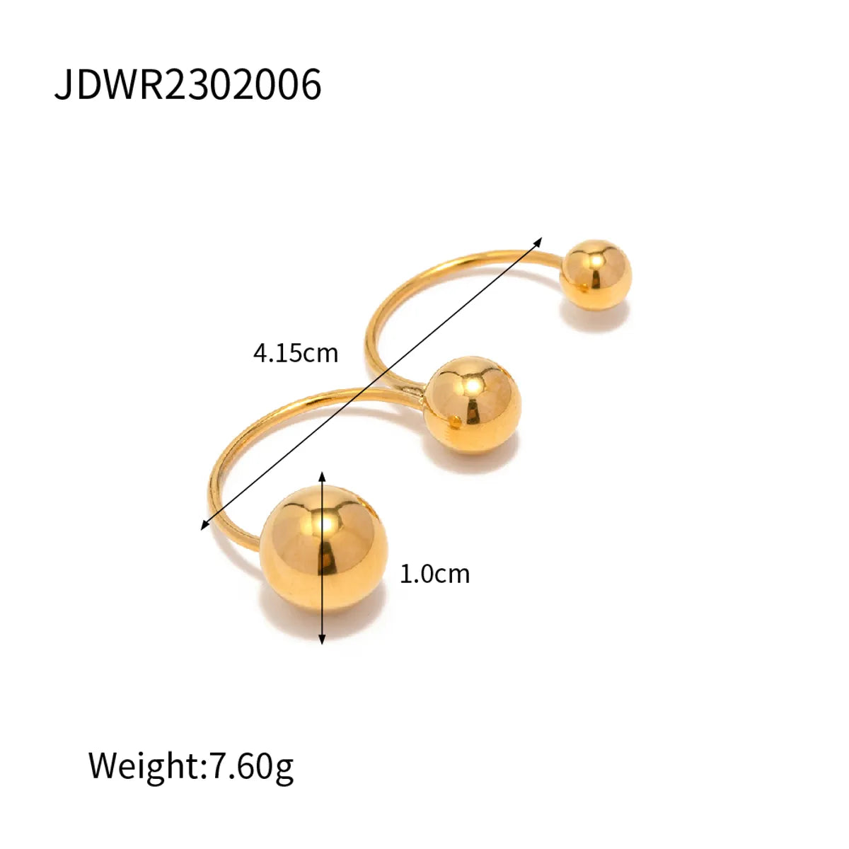 Simple Style Classic Style Ball 304 Stainless Steel 18K Gold Plated Rings In Bulk