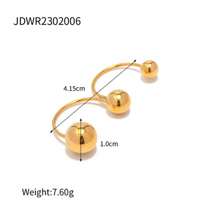 Simple Style Classic Style Ball 304 Stainless Steel 18K Gold Plated Rings In Bulk