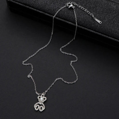 Simple Style Classic Style Bear Zinc Alloy Asymmetrical Women's Pendant Necklace