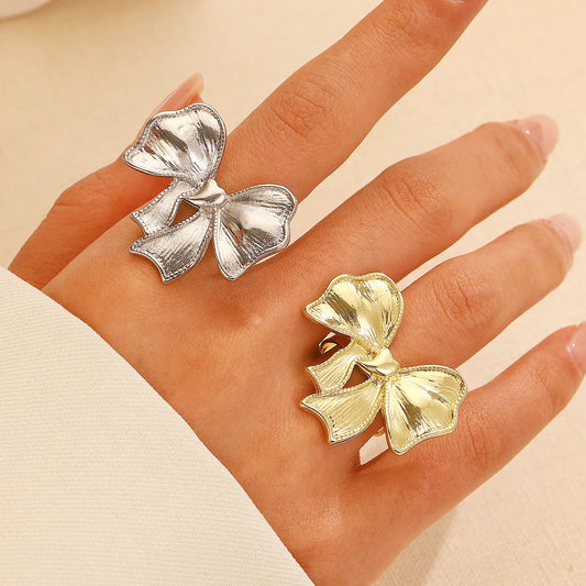 Simple Style Classic Style Bow Knot Alloy Plating Gold Plated Silver Plated Women'S Open Rings