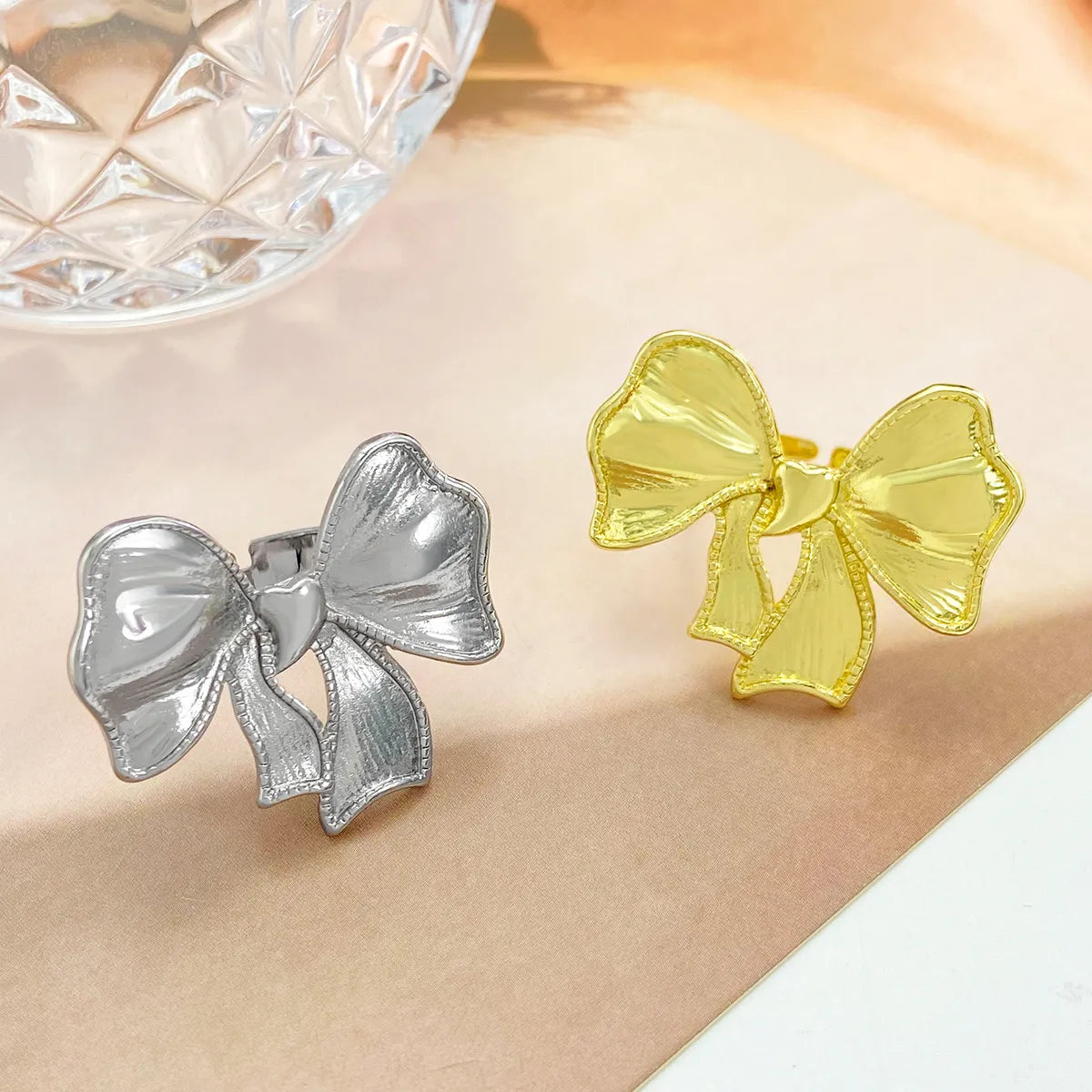 Simple Style Classic Style Bow Knot Alloy Plating Gold Plated Silver Plated Women'S Open Rings