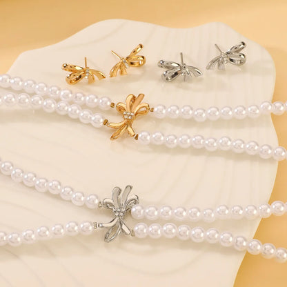 Simple Style Classic Style Bow Knot Imitation Pearl Alloy Beaded Women'S Jewelry Set