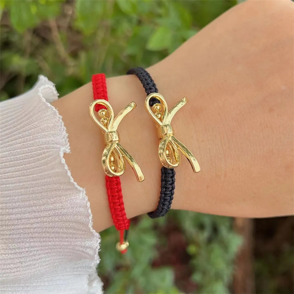 Simple Style Classic Style Bow Knot Nylon Shell Copper Plating 18K Gold Plated Women's Bracelets