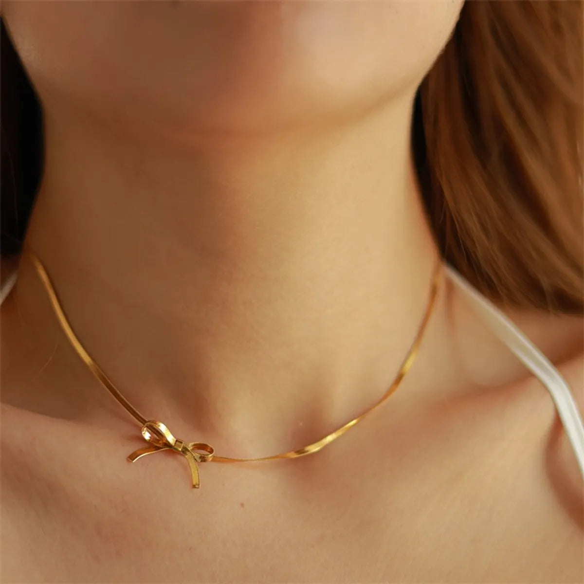 Simple Style Classic Style Bow Knot Stainless Steel Plating 18k Gold Plated Necklace