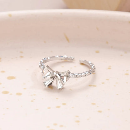 Simple Style Classic Style Bow Knot Zinc Alloy Inlay Zircon Women's Rings