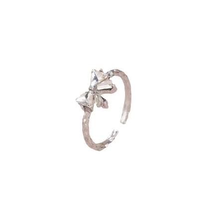 Simple Style Classic Style Bow Knot Zinc Alloy Inlay Zircon Women's Rings