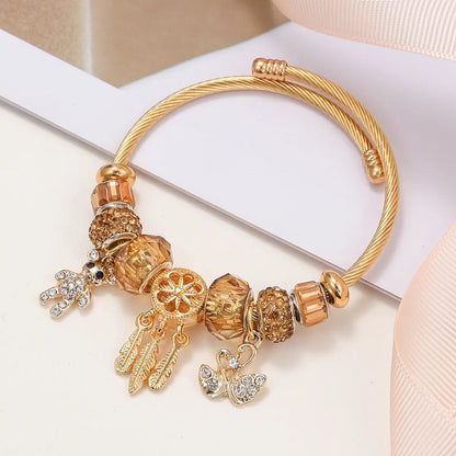 Simple Style Classic Style Butterfly Stainless Steel Inlay Rhinestones Bangle