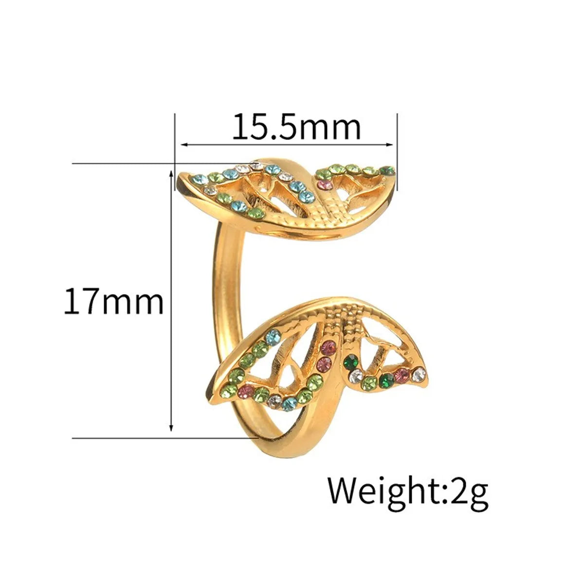 Simple Style Classic Style Butterfly Titanium Steel Zircon Rings In Bulk