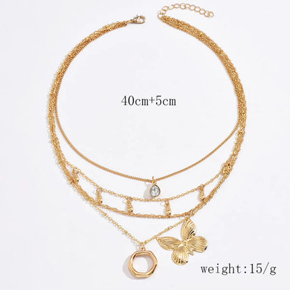 Simple Style Classic Style Butterfly Zinc Alloy Inlay Zircon Women's Layered Necklaces