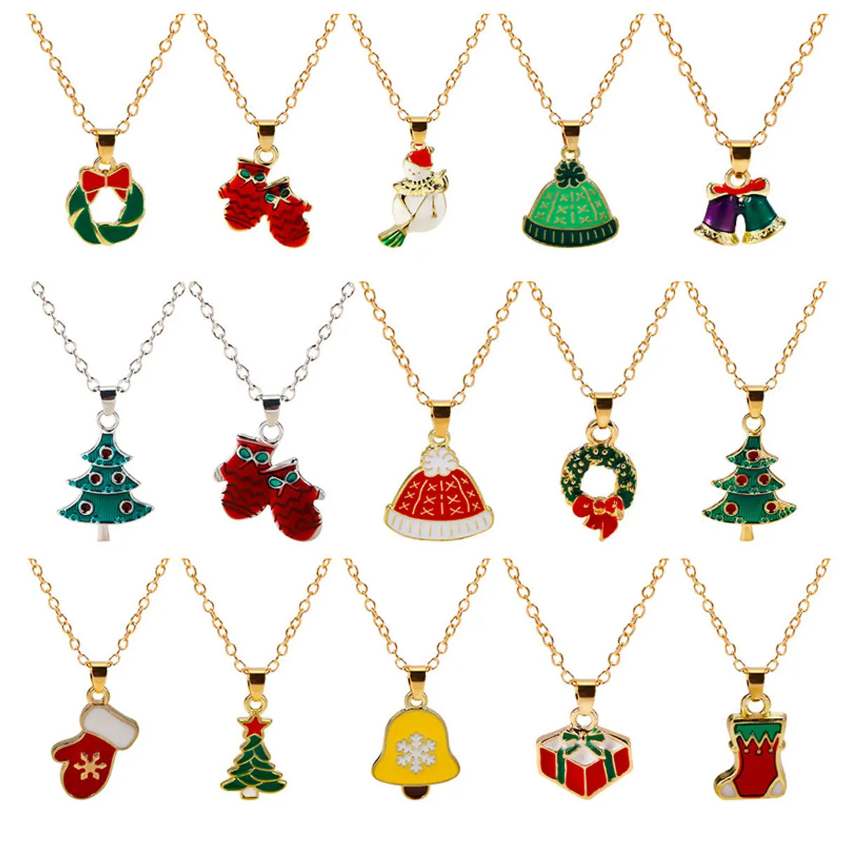 Simple Style Classic Style Christmas Tree Alloy Inlay Rhinestones Christmas Kid'S Pendant Necklace