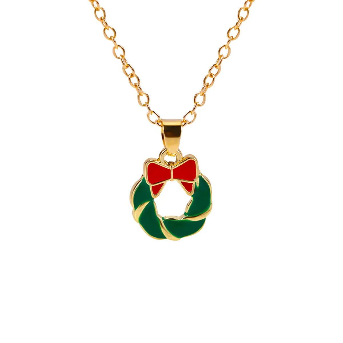 Simple Style Classic Style Christmas Tree Alloy Inlay Rhinestones Christmas Kid'S Pendant Necklace