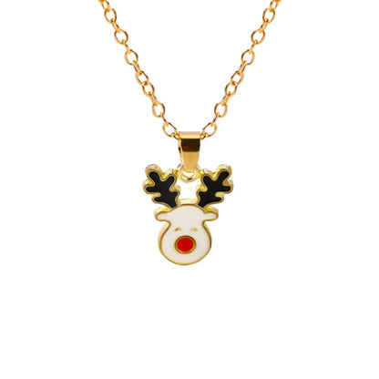 Simple Style Classic Style Christmas Tree Alloy Inlay Rhinestones Christmas Kid'S Pendant Necklace