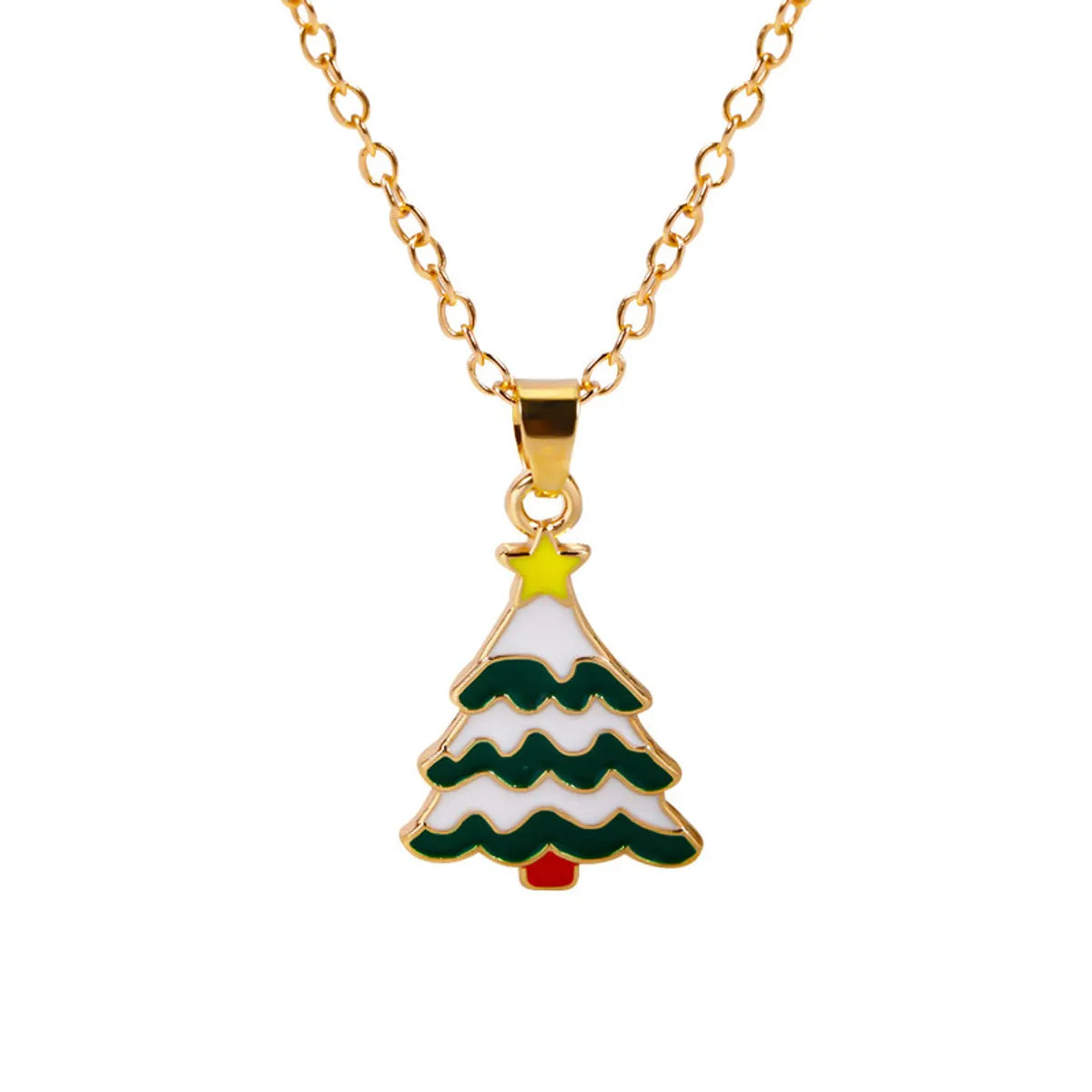 Simple Style Classic Style Christmas Tree Alloy Inlay Rhinestones Christmas Kid'S Pendant Necklace