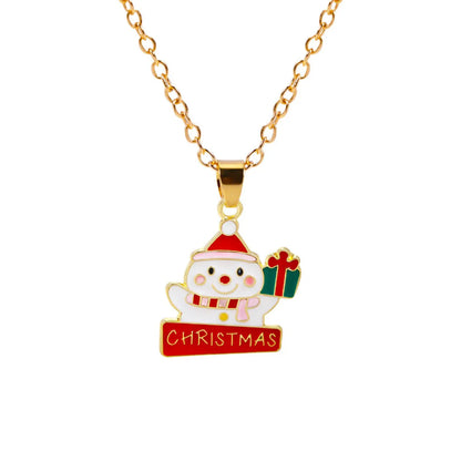 Simple Style Classic Style Christmas Tree Alloy Inlay Rhinestones Christmas Kid'S Pendant Necklace