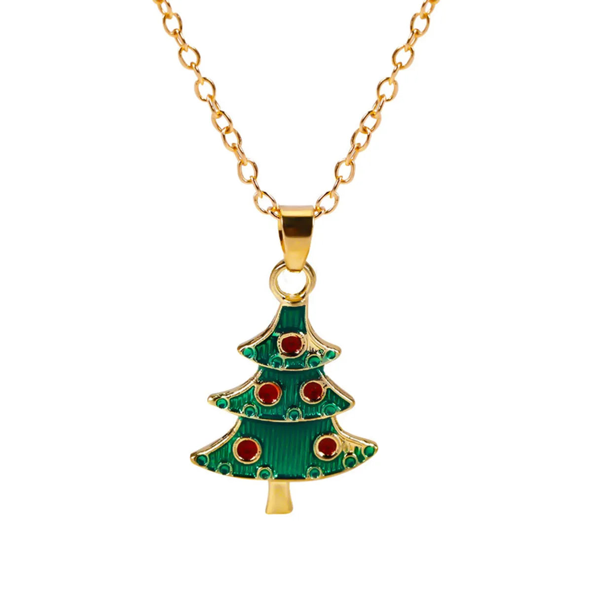 Simple Style Classic Style Christmas Tree Alloy Inlay Rhinestones Christmas Kid'S Pendant Necklace