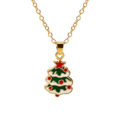 Simple Style Classic Style Christmas Tree Alloy Inlay Rhinestones Christmas Kid'S Pendant Necklace