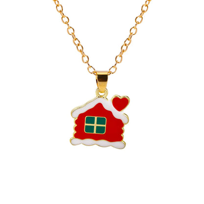 Simple Style Classic Style Christmas Tree Alloy Inlay Rhinestones Christmas Kid'S Pendant Necklace