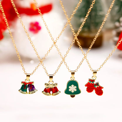 Simple Style Classic Style Christmas Tree Alloy Inlay Rhinestones Christmas Kid'S Pendant Necklace