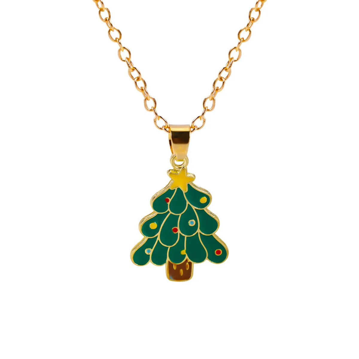 Simple Style Classic Style Christmas Tree Alloy Inlay Rhinestones Christmas Kid'S Pendant Necklace