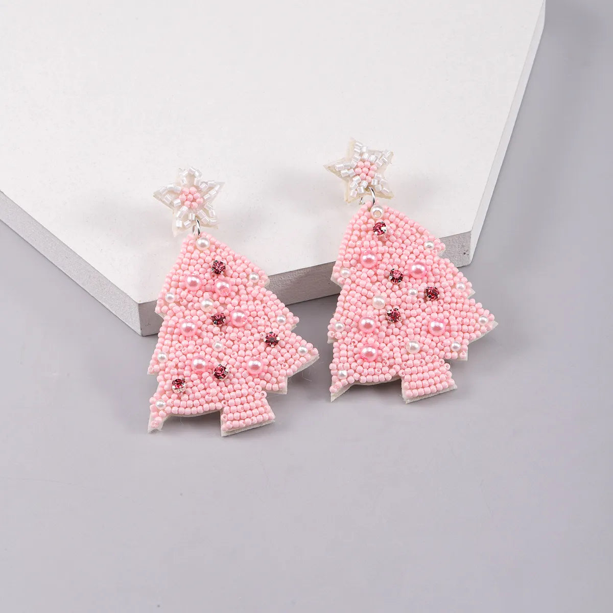 Simple Style Classic Style Christmas Tree Inlay Plastic Cloth Glass Rhinestones Silver Plated Drop Earrings