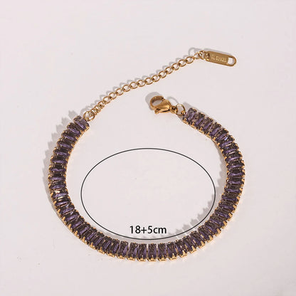 Simple Style Classic Style Color Block 304 Stainless Steel Zircon Bracelets In Bulk