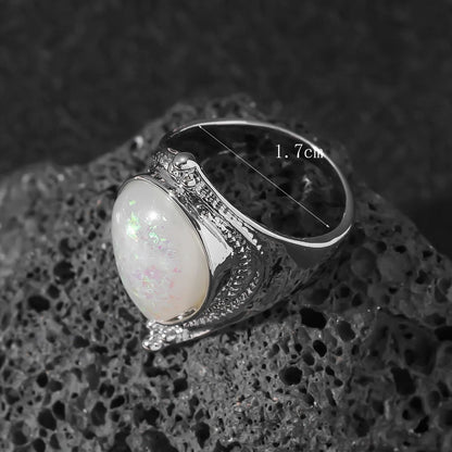 Simple Style Classic Style Color Block Alloy Plating Inlay Moonstone Silver Plated Women'S Rings