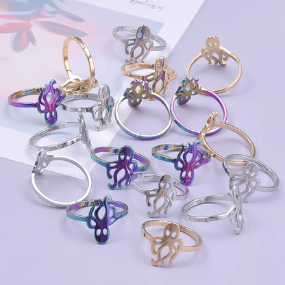 Simple Style Classic Style Color Block Octopus Stainless Steel Rings