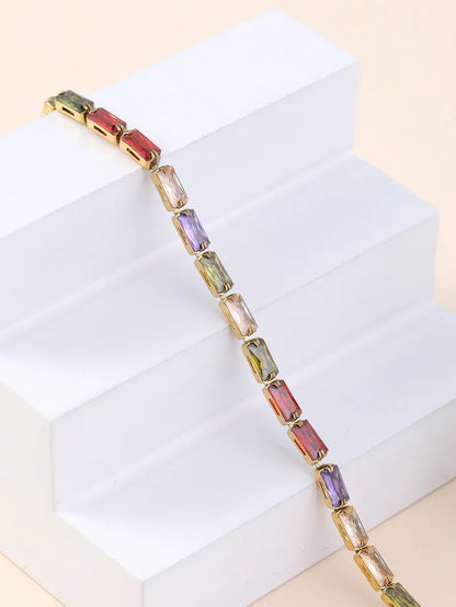 Simple Style Classic Style Color Block Stainless Steel Plating Inlay Zircon 18k Gold Plated Bracelets