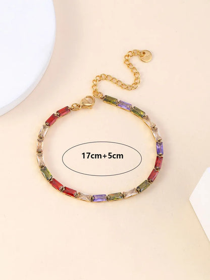 Simple Style Classic Style Color Block Stainless Steel Plating Inlay Zircon 18k Gold Plated Bracelets