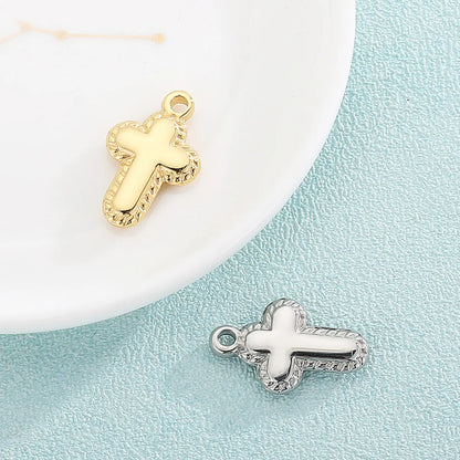 1 Piece Stainless Steel 18K Gold Plated Cross