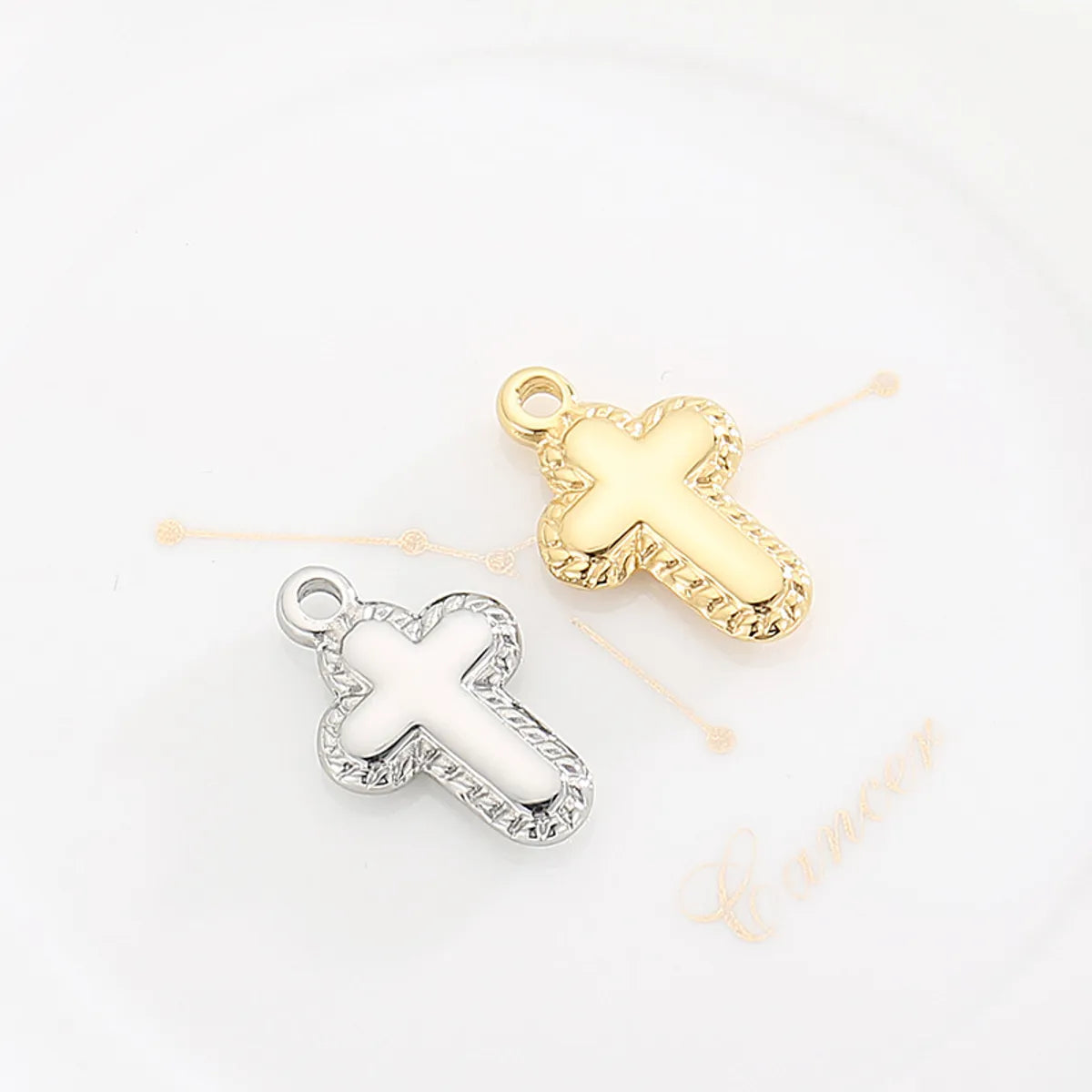 1 Piece Stainless Steel 18K Gold Plated Cross