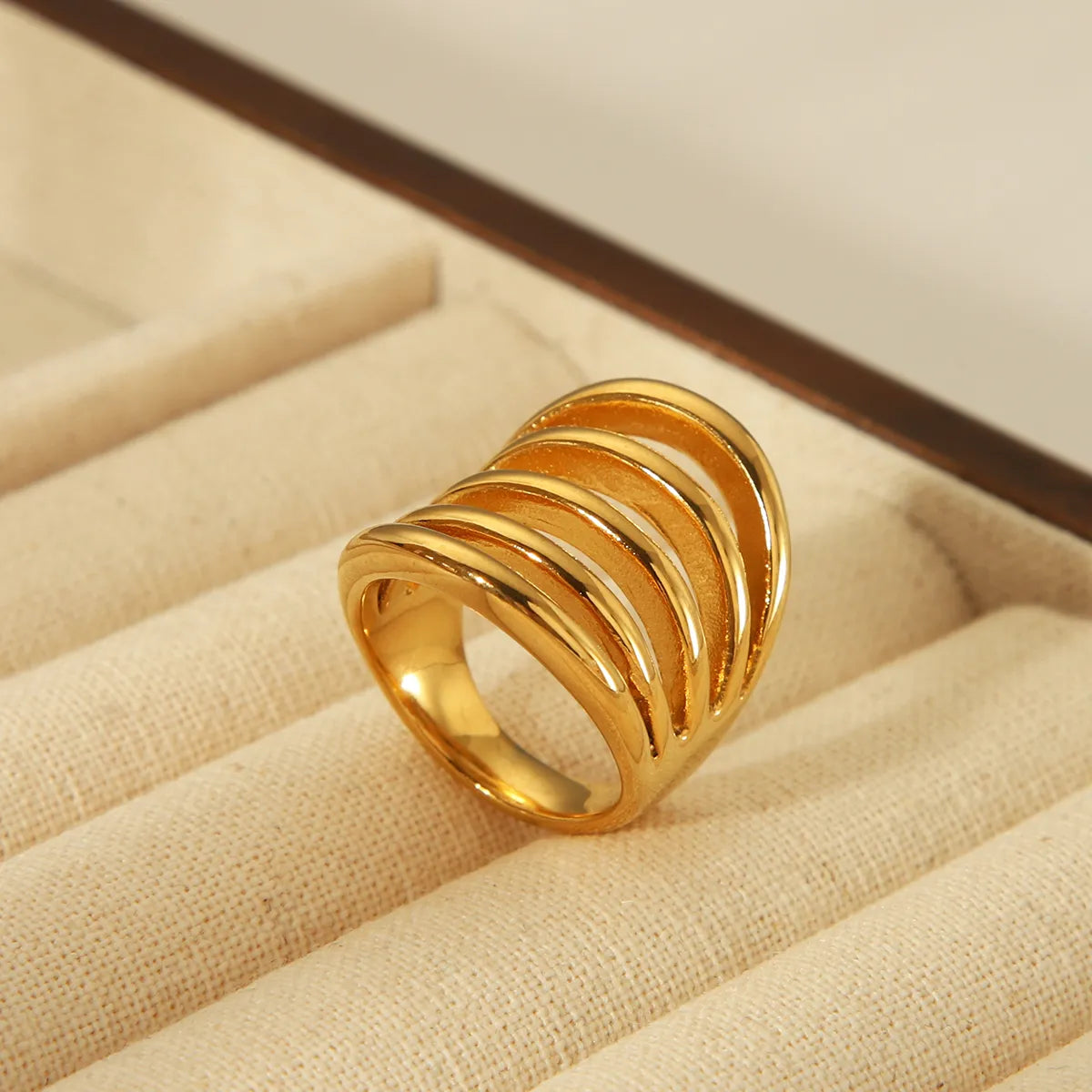 Simple Style Classic Style Commute Geometric Flower 304 Stainless Steel 18K Gold Plated Rings In Bulk