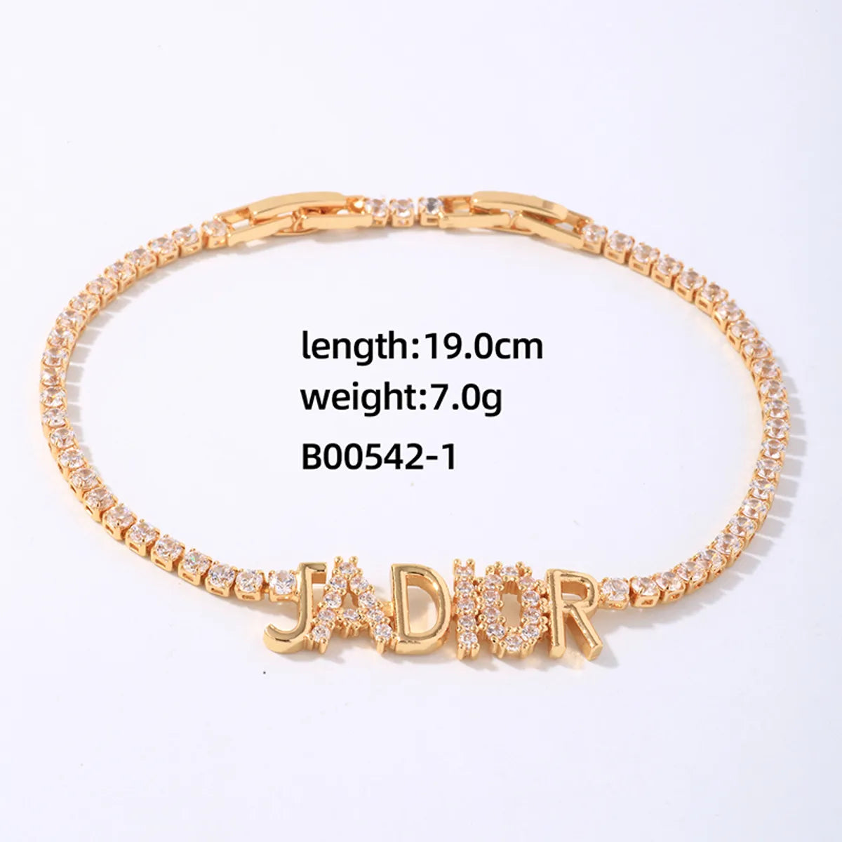 Copper Simple Style Classic Style Commute Plating Inlay Letter Zircon Bracelets