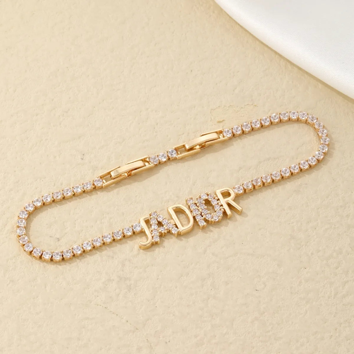 Copper Simple Style Classic Style Commute Plating Inlay Letter Zircon Bracelets