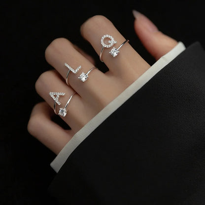 Simple Style Classic Style Commute Letter Zinc Alloy Inlay Rhinestones Unisex Open Rings