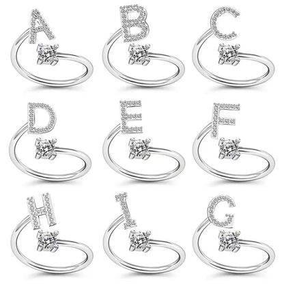 Simple Style Classic Style Commute Letter Zinc Alloy Inlay Rhinestones Unisex Open Rings