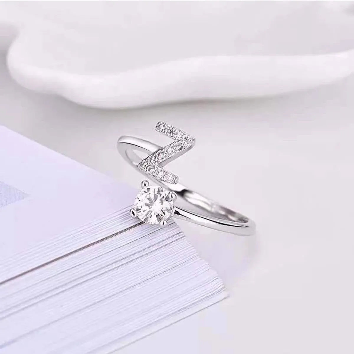 Simple Style Classic Style Commute Letter Zinc Alloy Inlay Rhinestones Unisex Open Rings