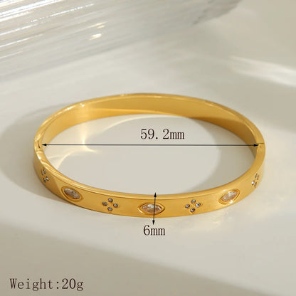 Simple Style Classic Style Commute Round Flower 304 Stainless Steel 18K Gold Plated Bangle In Bulk