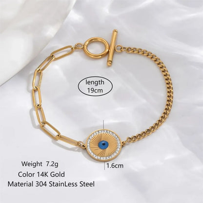 Simple Style Classic Style Commute Round Life Tree Eye 304 Stainless Steel 14K Gold Plated Zircon Bracelets In Bulk