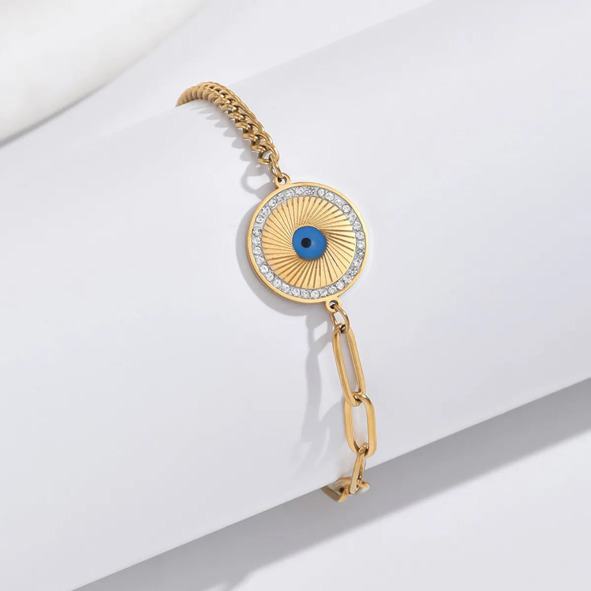 Simple Style Classic Style Commute Round Life Tree Eye 304 Stainless Steel 14K Gold Plated Zircon Bracelets In Bulk