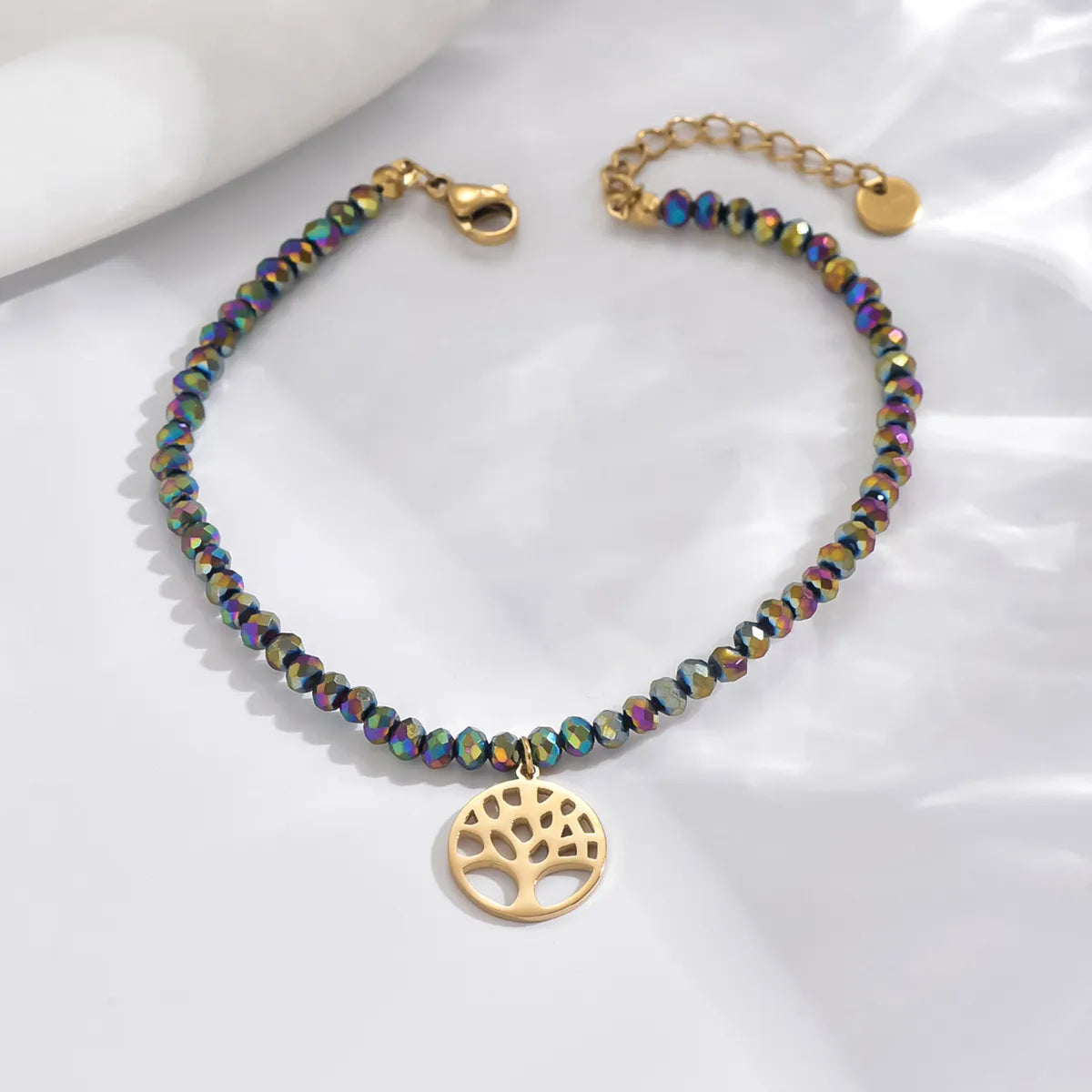 Simple Style Classic Style Commute Round Life Tree Eye 304 Stainless Steel 14K Gold Plated Zircon Bracelets In Bulk