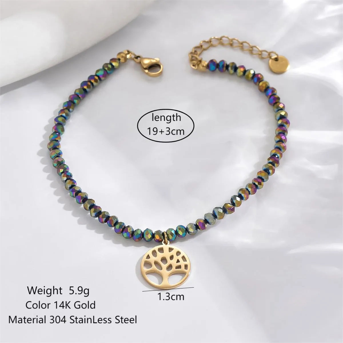 Simple Style Classic Style Commute Round Life Tree Eye 304 Stainless Steel 14K Gold Plated Zircon Bracelets In Bulk