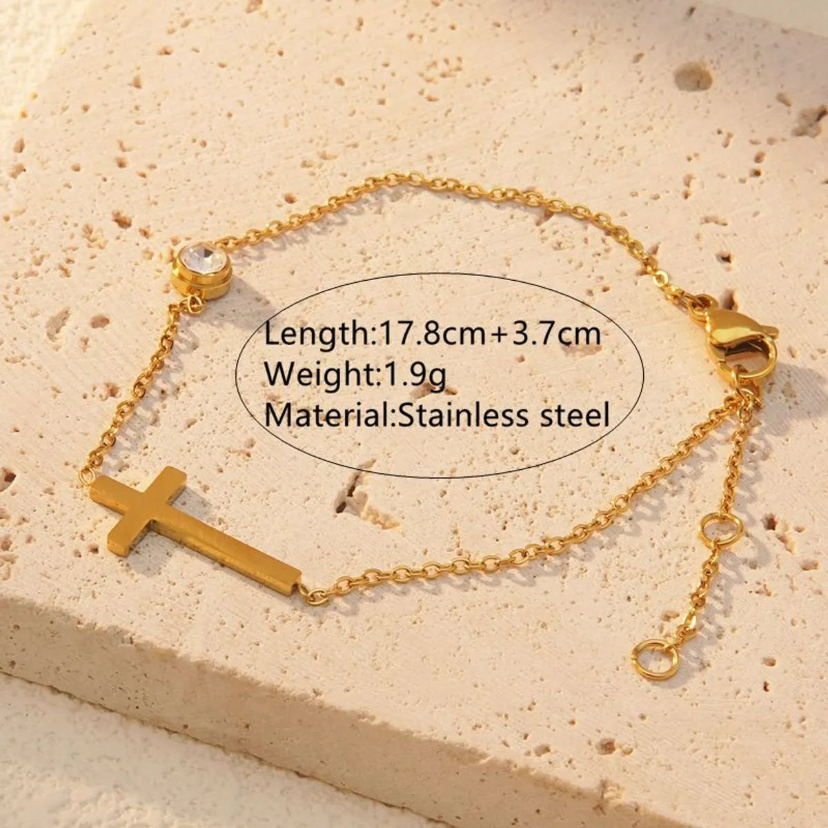 Simple Style Classic Style Cross 304 Stainless Steel 18K Gold Plated Bracelets In Bulk