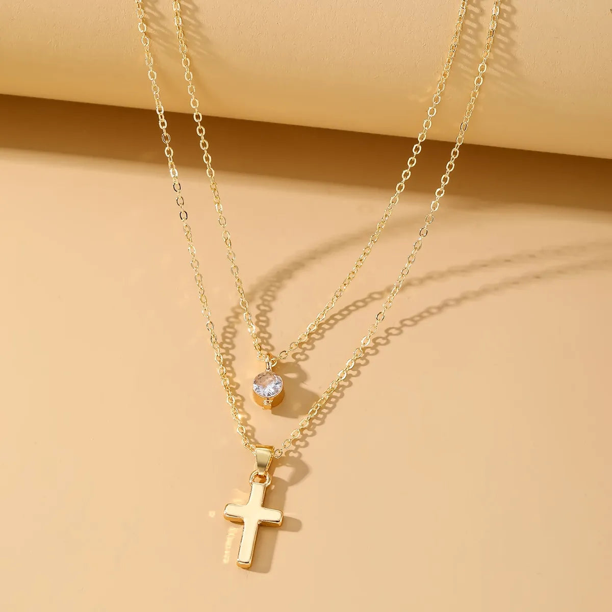 Simple Style Classic Style Cross Alloy Wholesale Layered Necklaces