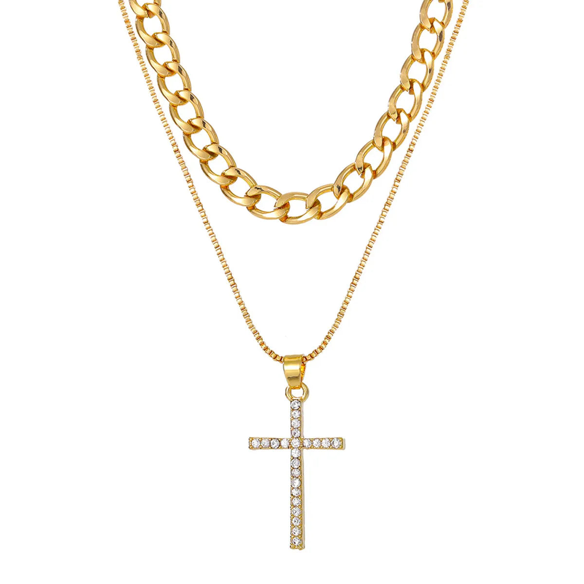 Simple Style Classic Style Cross Alloy Wholesale Layered Necklaces