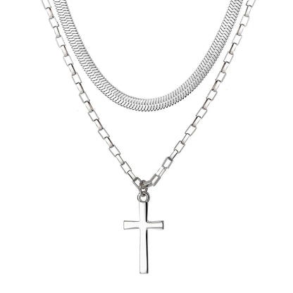 Simple Style Classic Style Cross Alloy Wholesale Layered Necklaces