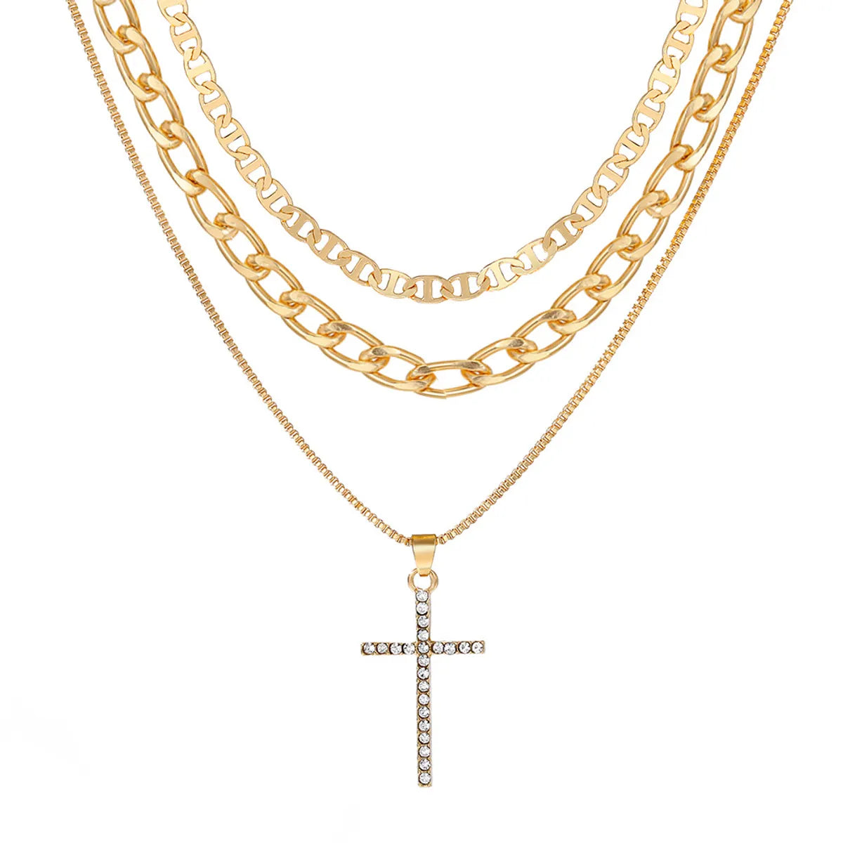 Simple Style Classic Style Cross Alloy Wholesale Layered Necklaces